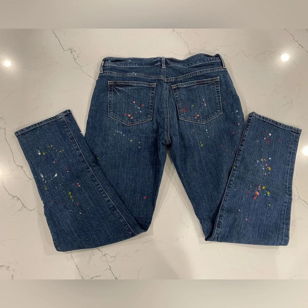 💕 LOFT Boyfriend denim custom paint splotched jeans 27/4
